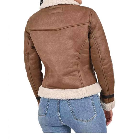 NEW WRANGLER ladies coat with sheepskin on collar and cuffs in capuccino - Picture 3 of 3